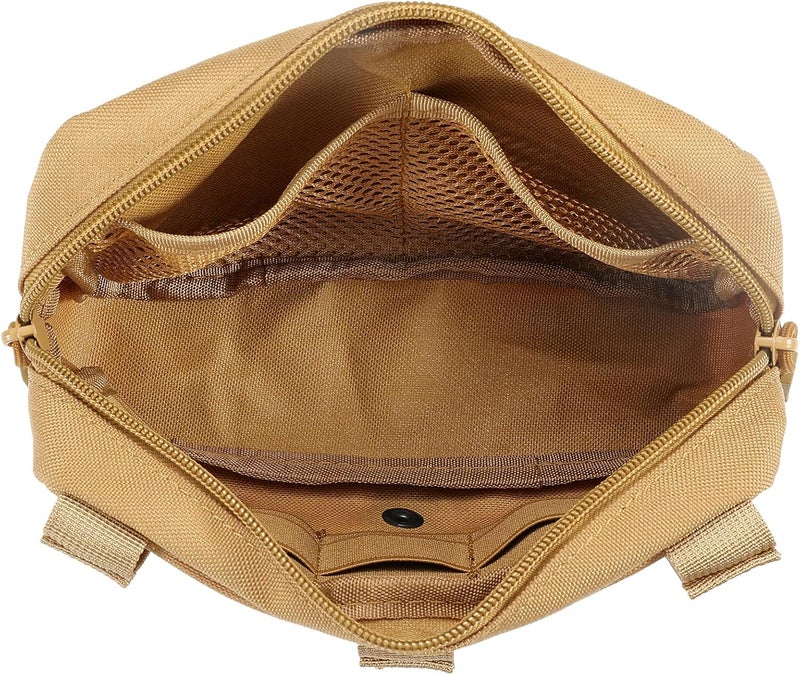 FRTKK Tactical Molle Admin Pouch Utility Laser Cut EDC Tool Pouch Bag Horizontal Modular Pouches Include US Flag Patch and Keychain - Image 3